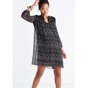 Madewell Black Caravan Print Tunic Shift Dress